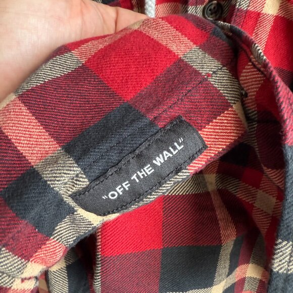 Vans Red Plaid Hooded Long Sleeve Button Up Flannel - Picture 7 of 7